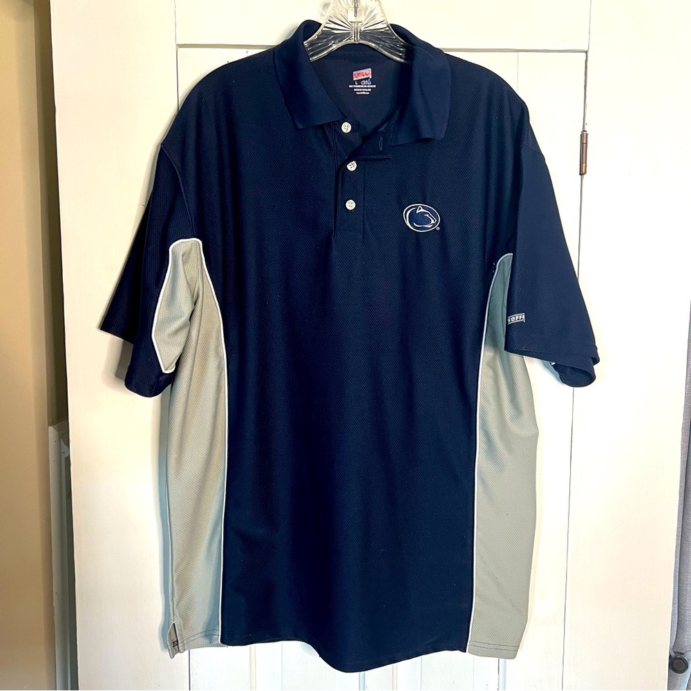 Penn State Polo Shirt Men's Size Large Soffe Dri Nittany Lions Blue Short Sleeve